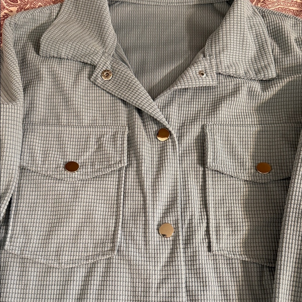 Women's Blue Button Down Shirt​ - Picture 4 of 4